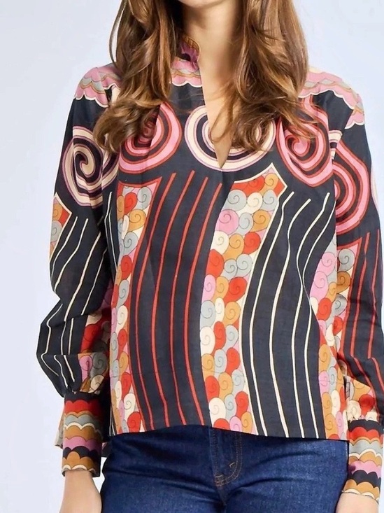 Mille Tops - NEW Mille Freya Cotton Blouse Geometric Boho